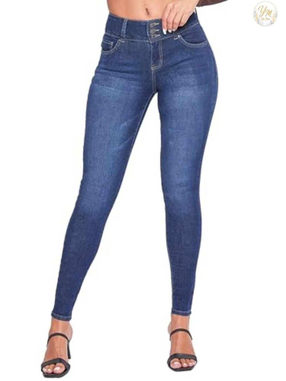 High-Rise Skinny Jeans 3-Button Exposed Fly Recycled Fibers